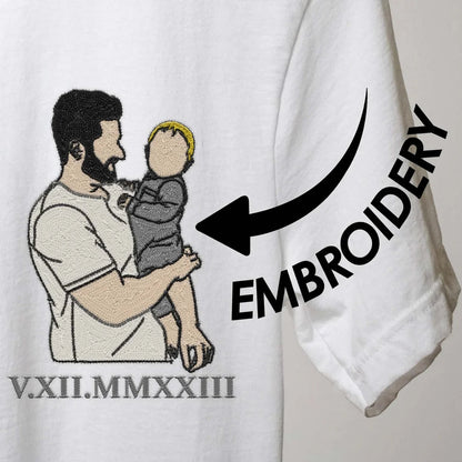 Personalized Dad Embroidery Custom Photo Roman Numeral Fathers Day Gift