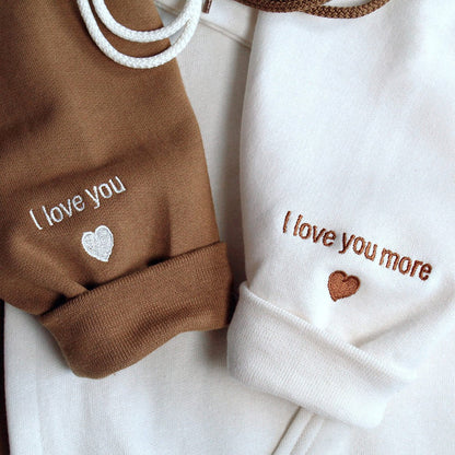 Custom Embroidered Love Heart Roman Numeral Date Couple's Sweatshirt