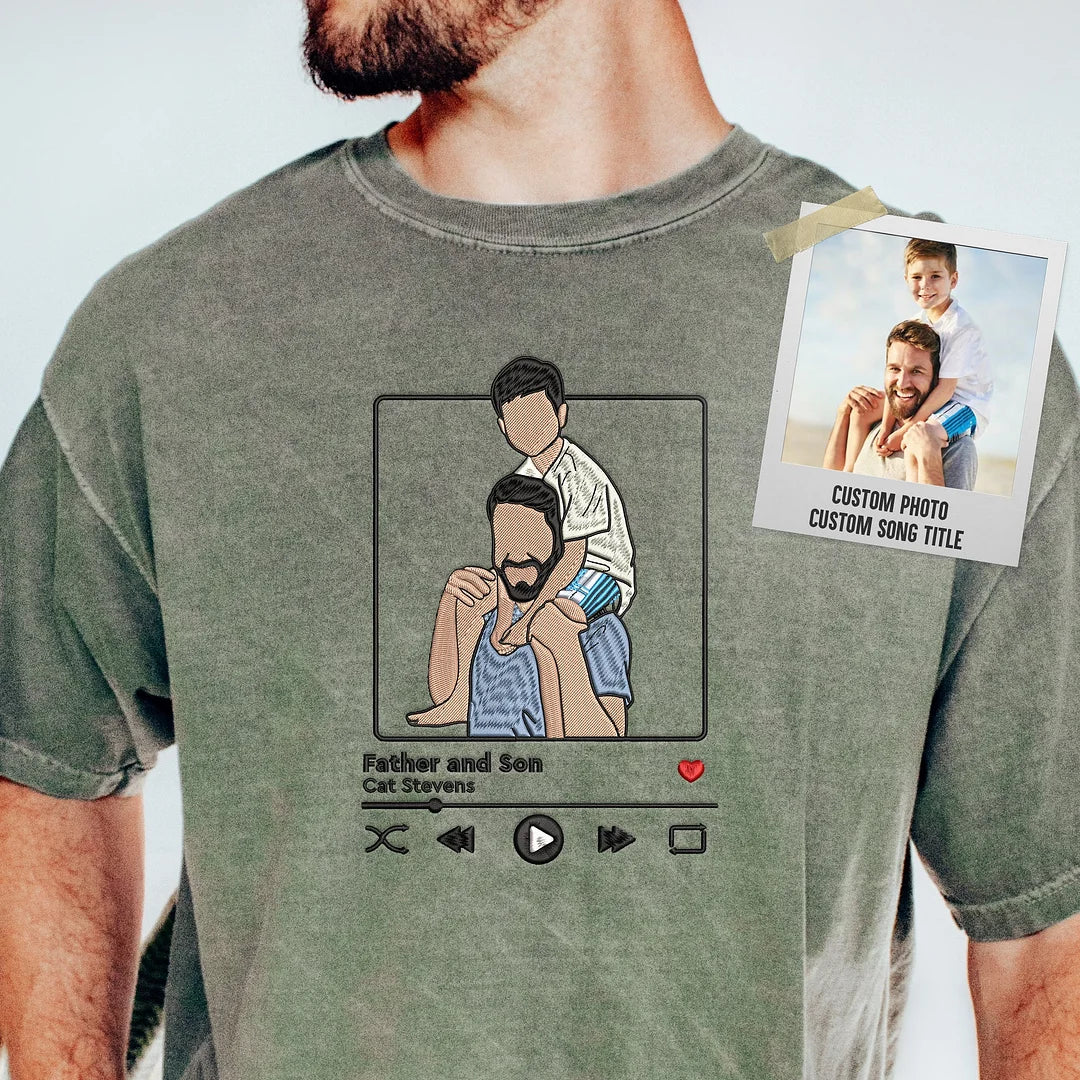 ❤️‍🔥(Best seller)Custom Embroidered Sweatshirt Portrait Music Player Couple Family Gift