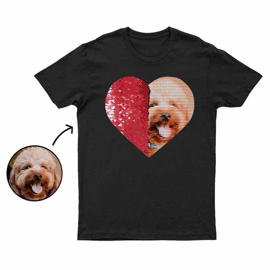 Custom Pet Photo Flip Sequin Shirt