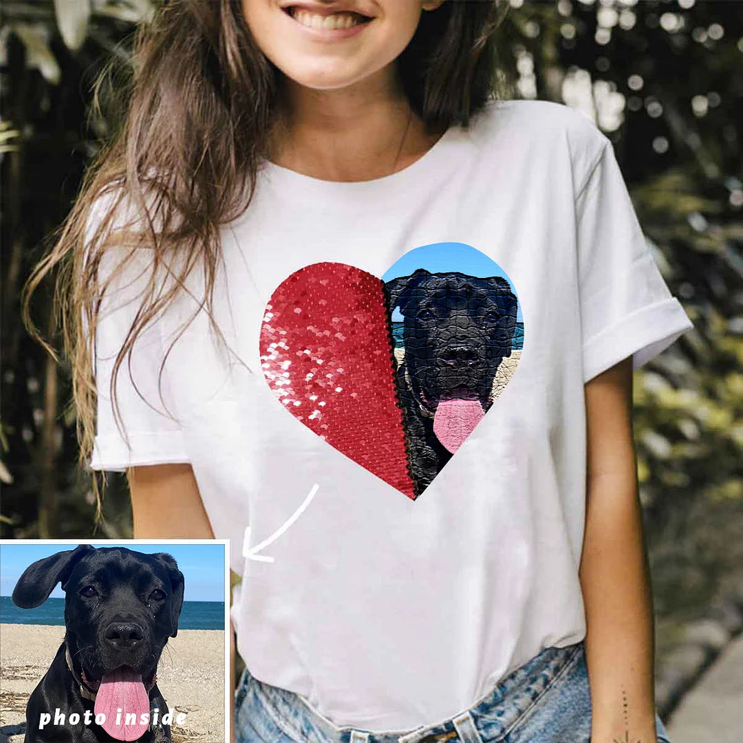Custom Pet Photo Flip Sequin Shirt